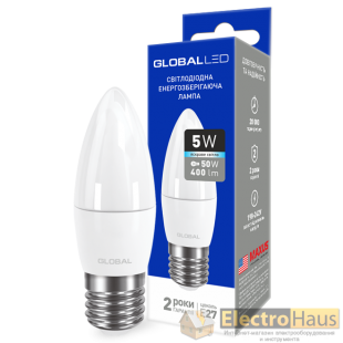 LED лампа GLOBAL C37 CL-F 5W яркий свет E27 (1-GBL-132)